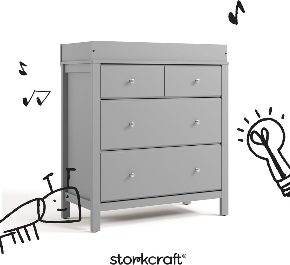 Storkcraft Horizon 3 Drawer Chest with Changing Topper, Pebble Gray