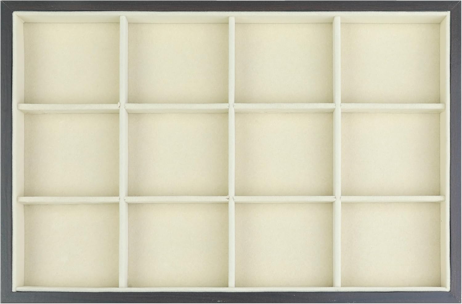 uxcell Velvet Jewelry Organizer Trays with Removable Dividers for Drawers, Jewelry Organizer Drawer Inserts Container Display Case 12 Grid Tray Black
