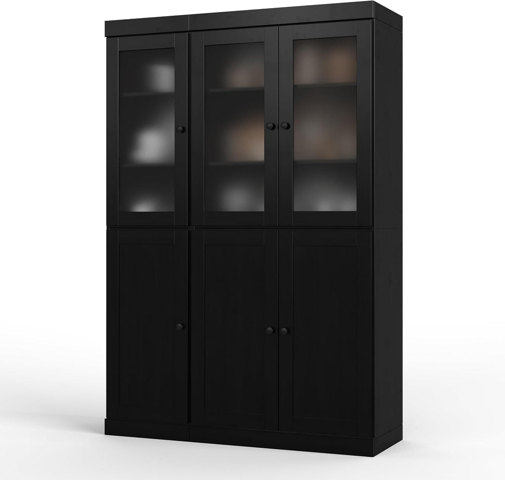 Palace Imports 100% Solid Wood 48.5"" Pantry Cabinet with Frosted G...