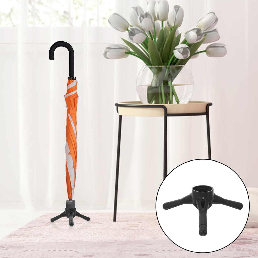 Portable Umbrella Stand Base with Black Tripod Support, Stable Sunshade Holder for Outdoor Use and Travel