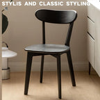 100% Solid Wood Dining Chairs,Mid Century Modern Dining Chairs with Rounded Backrest,Kitchen,Dining Room Chairs Set of 1/2/4 (2, Black Color)