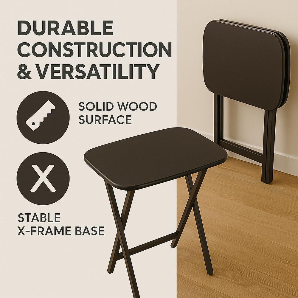 Ergode Wood Cade 2-Piece Snack Table Set - Stylish Folding Tables, Durable X-...
