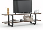 Tiita Bamboo TV Stand with Storage for TV up to 65 inch, Bamboo Rattan TV Console Entertainment Center with 2 Open Shelf, Mid Century Modern Media Console for Living Room, Bedroom