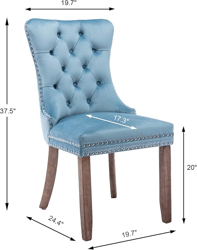 Upholstered Dining Chairs Set of 4, Velvet Dining Room Chairs with Back Ring ...