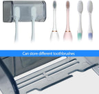 2 PCS Wall-Mounted Toothbrush Holder with Cover, 2-Slot Organizer for Bathroom, Shower, Dorm, Cabinet (Clear)