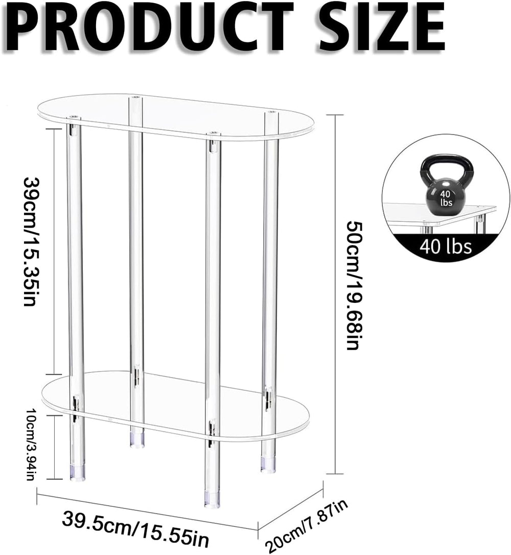 Modern Clear Acrylic Narrow Side Table for Small Spaces, 15.55" L x 7.87...