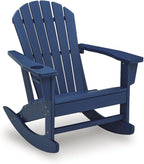 Signature Design by Ashley Sundown Treasure Adirondack Rocking Chair, Blue | Weather resistant HDPE, Integrated armrest cup holder, Heavy-duty 51-pound base, Rust-resistant stainless steel hardware