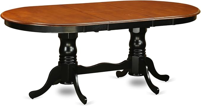 East West Furniture PLNI9-BCH-LC 9 Piece Dining Room Table Set Includes an Oval Wooden Table with Butterfly Leaf and 8 Faux Leather Kitchen Dining Chairs, 42x78 Inch, Black & Cherry