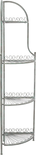 SAFAVIEH Outdoor Collection Abarrane Victorian Antique Dark Green Wrought Iron 4-Tier Corner Shelf