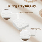 Novel Box 12-Slot White Leatherette Rings/Earrings/Cufflinks Holder Tray 5.75x5x2 Inches - Ring Holder Organizer for Selling or Personal Use - Jewelry Display Trays for Special Occasions