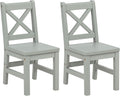 eHemco Solid Hard Wood X Back Kids Chair, Sage Green, Set of 2