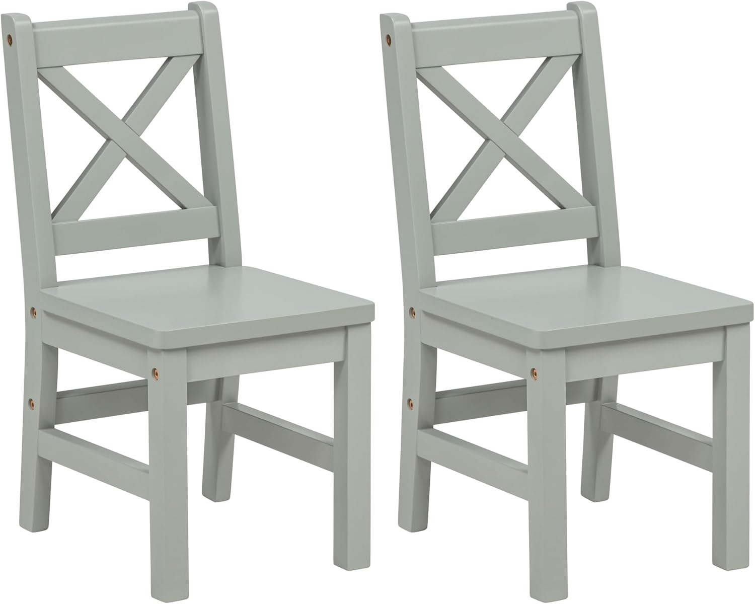 eHemco Solid Hard Wood X Back Kids Chair, Sage Green, Set of 2