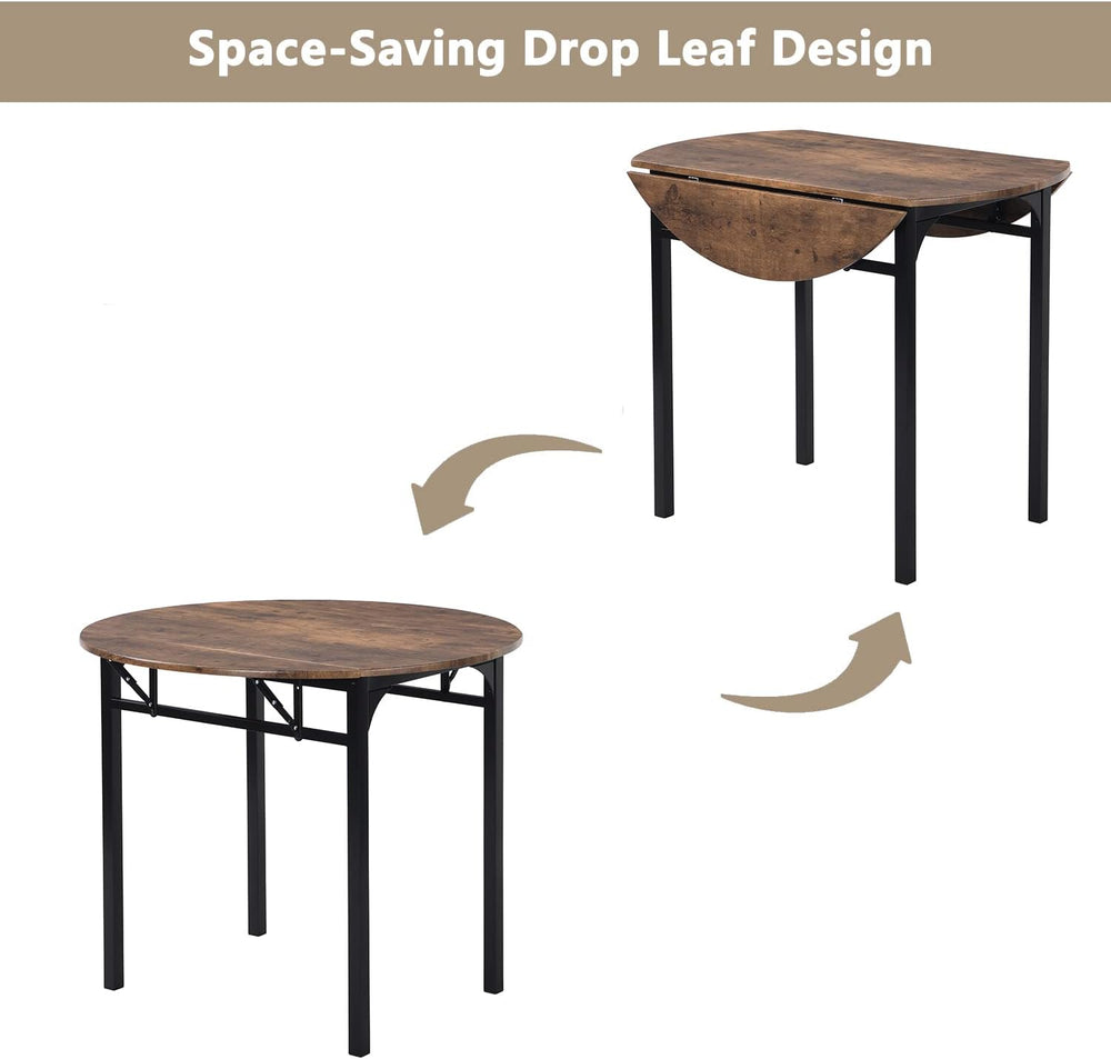 Merax 3-Piece Foldable Dining Table Set for 2 with Drop Leaf Tabletop and Two...