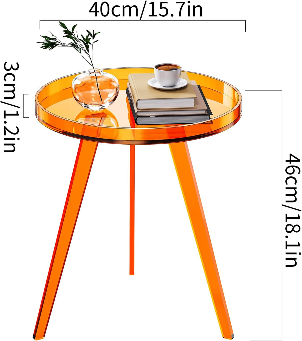 Clear Acrylic Side Table, Round End Table Bedside Table for Living Room Bedro...