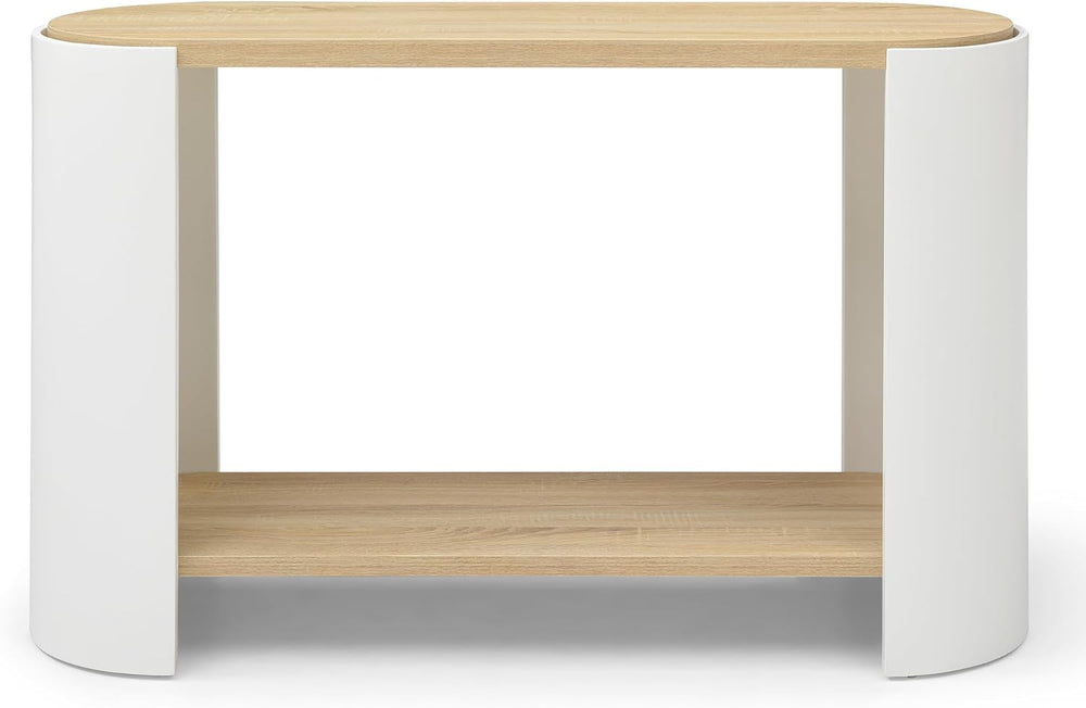 48'' End Table for Living Room, Modern Wood Side Table with 2-Layer S...