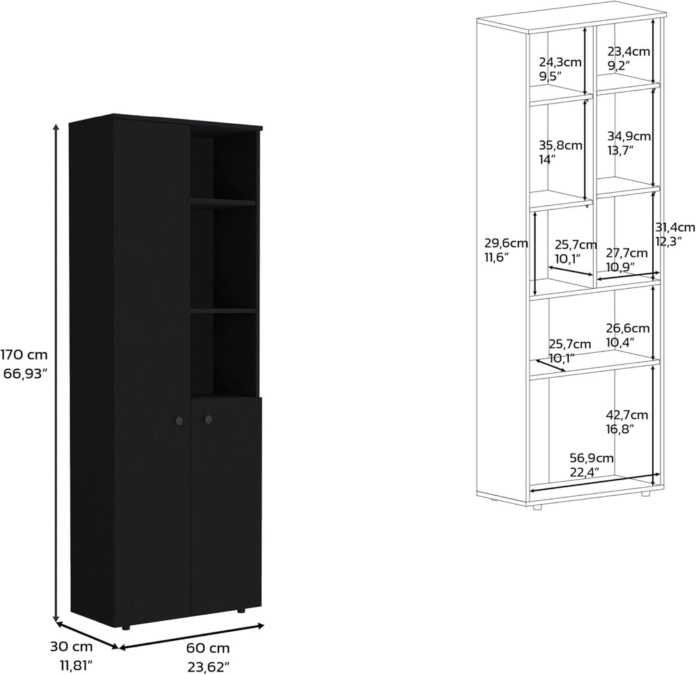 Riner 67" Slim Pantry Cabinet, 5-Tier Storage Shelves with Doors for Kit...
