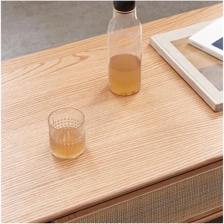 Dual-Sided Storage Coffee Table Sliding Door Drawer Light Finish Small Side T...