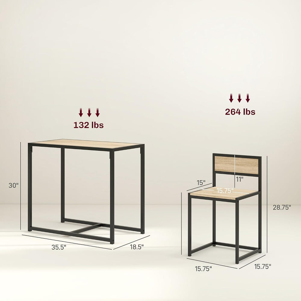 HOMCOM Small Dining Table Set for 2 Compact for Small Spaces, Oak