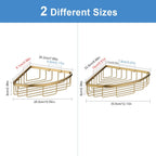 [2 Pack Bathroom Corner Shower Caddy Shelf Organizer, SUS304 Stainless Steel Heavy Duty Rust-Proof Shelf Holder, Wall Mounted Storage Rack for Bathroom Kitchen, Brushed Gold