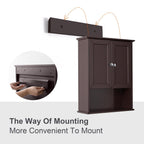 Bathroom Wall Cabinet Expresso Over Toilet Storage - 24x30 in Above Toilet Wood Medicine Cabinet with Adjustable Shelf & 2 Door Mounted Wall Cabinet