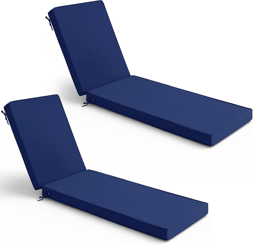 Summsun Outdoor Chaise Lounge Cushions Set of 2, 80 x 26 x 3 Inch, Navy