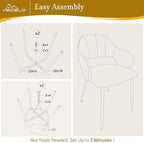 VECELO Velvet Dining Chairs Set of 2, Modern Upholstered Kitchen Chairs with Cushion, Padded Backrest and Metal Legs, White