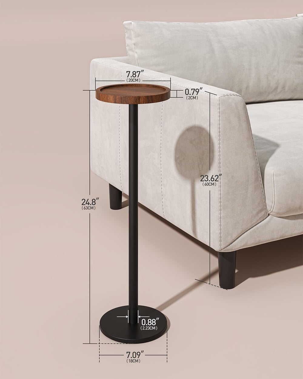KJGKK Drink Table, Small Pedestal Side Table, Round Cocktail Table, Circle En...