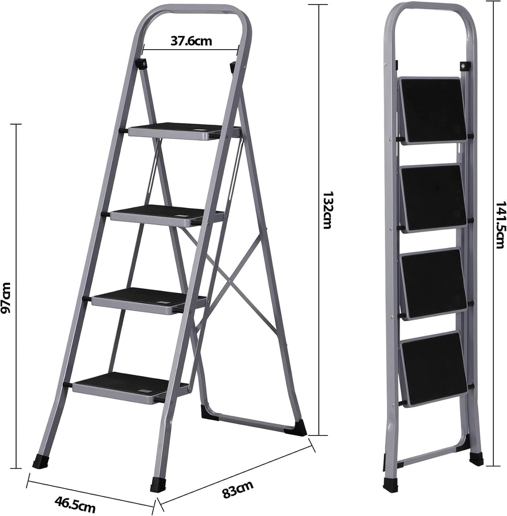 F2C Step Ladder Folding Stool Ladder with Convenient Handgrip, Sturdy Wide An...