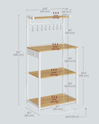 VASAGLE BARNET Collection - Kitchen Bakers Rack with Power Outlet, 23.6-Inch Wide Coffee Bar 4-Tier with 8 S Hooks, Modern Microwave Stand, Adjustable Shelf, Golden Oak and Cloud White UKKS014Y01V1