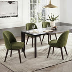 Wooden Dining Chairs Set of 4, Fabric Upholstered Modern Dining Room Chairs with Double-Layer Thick Seat Cushion & Ergonomic Backrest for Restaurant, Kitchen and Café, Green, 2 Boxs