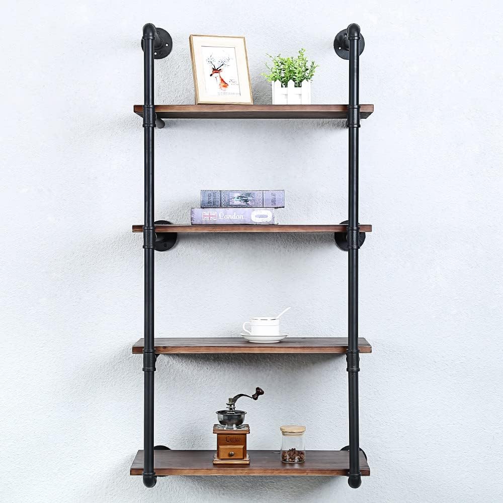 Industrial Pipe Shelves With Wood Planks,Rustic Pipe Shelving Wall Shelf