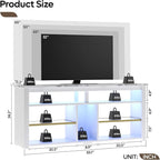 Bestier LED Tall Entertainment Center for PS4, 55 inch TV Stand for 55/60/65 inch TV, TV Console with Storage, Media TV Cabinet with Adjustable Shelf for Living Room, White Marble