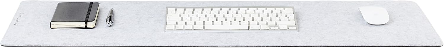 Premium Felt Desk Mat | Medium 12" x 36" | Multifunctional Desk Pad for Home Office | Light Gray
