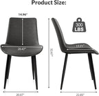 Dining Chairs, Modern PU Leather Dining Room Chair with Sturdy Metal Legs, Upholstered Seat Dinner Chairs Accent Side Chairs for Indoor Kitchen Living Room (Grey, Set of 8)