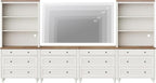 WAMPAT Entertainment Center with Bookshelves for TVs up to 75", Farmhouse Wall Unit TV Stand with Drawers, Media Console Table for Living Room, Bedroom & Home Theater, White