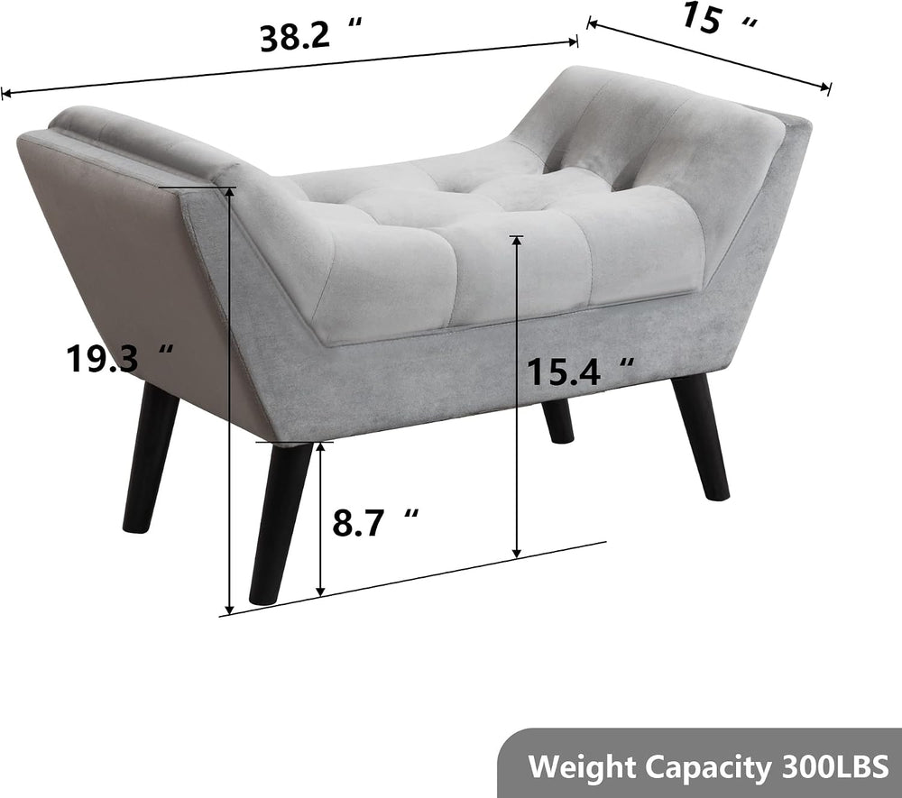 Andeworld Upholstered Tufted Small Cute Bench Ottoman for Entryway Foyer Bath...