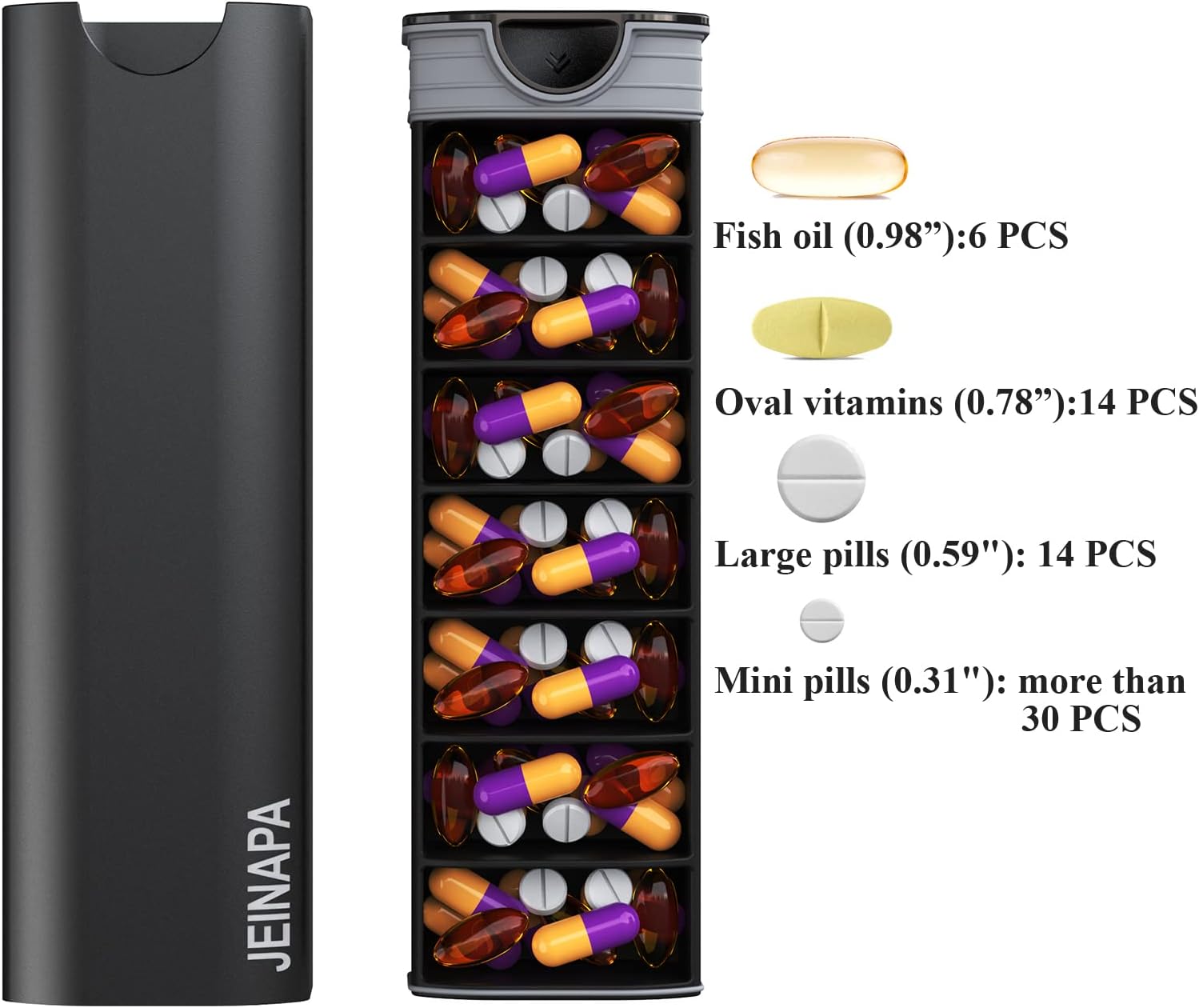Extra Large Pill Organizer 7 Day, Aluminum Daily Pill Box, Weekly Travel Pill Case, Cute Pill Holder to Hold Vitamins, Medicines, Pills, Supplements