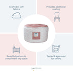 GooseWaddle Soft and Comfortable Kids Ottoman Toddler Pouf Seating for Your Little One's Playroom or Nursery (Cedar Sage)