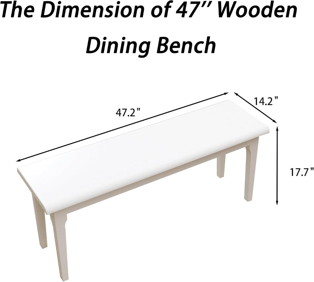 Wilk Wooden Entryway Bench, 47’’ Indoor End of Bed Bench, 100% Solid Oak Wood...