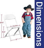 Kids Folding Plastic Chair with Metal Frame, Lightweight Stackable Toddler Chairs for Classroom Table Desk Parties Events Weddings and Home Use, White Pack of 20 Chairs