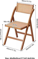 Mid Century Vintage Rattan Folding Chair with Adjustable Back Stackable Wood for Bedroom Living Room(Brown)