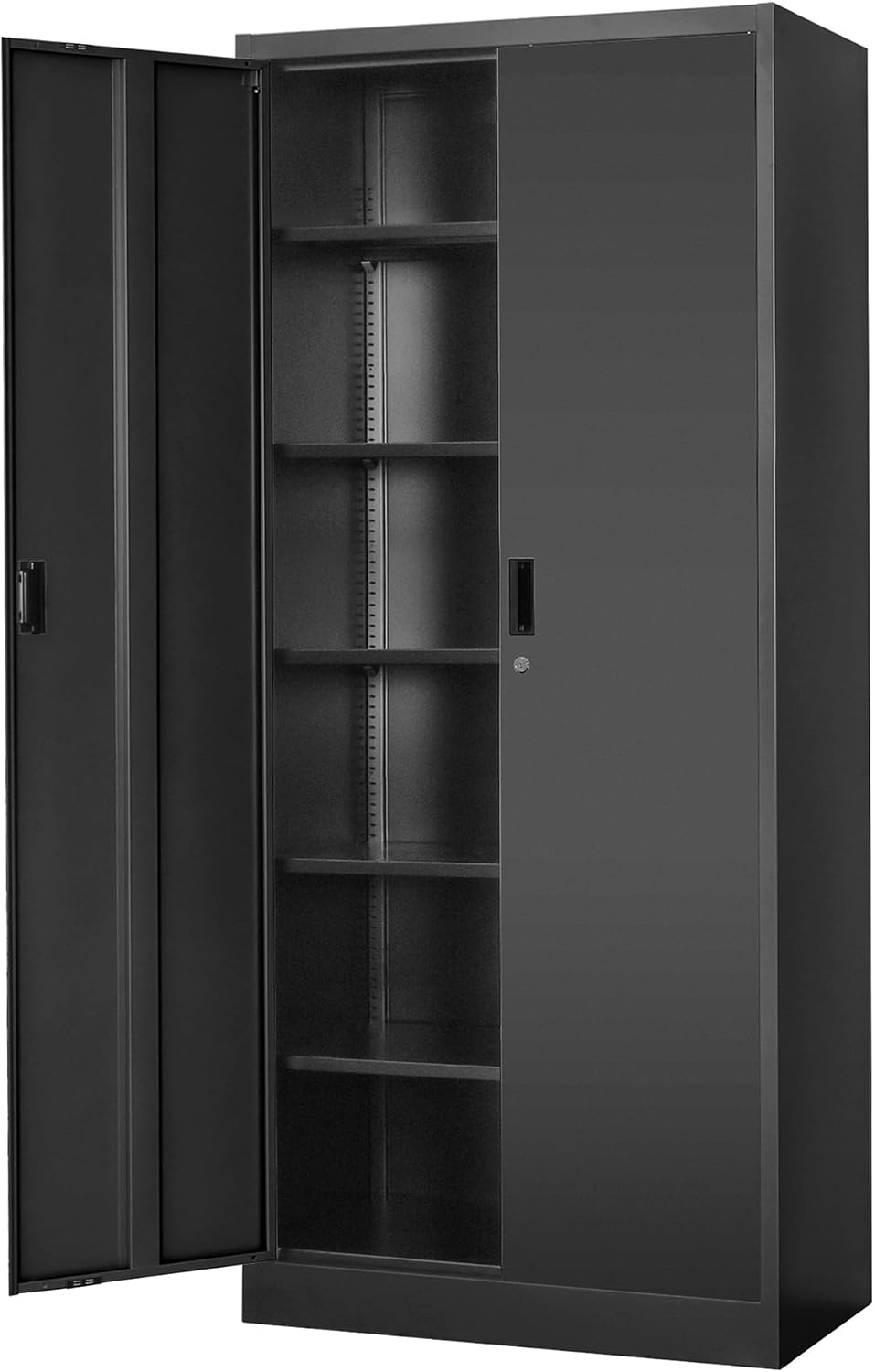 Wanfu Metal Storage Cabinet, 71”H Metal Garage Cabinet with 5 Adjustable Shel...