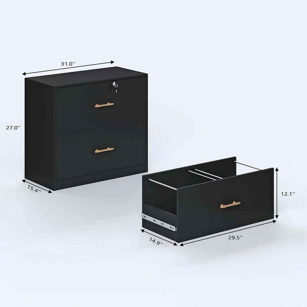 2 Drawer Lateral File Cabinet with Lock, Suitable for Letter/A4/F4/Legal Size...