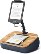 Lap Beanbag Cozy Kindle Pillow Stand for Bed with Adjustable Arm, 360° Tablet Holder, Fits 4.7"-13" Kindle, iPad, Phone, Lap Desk for Hands Free Reading in Bed, Couch, Sofa,Gray