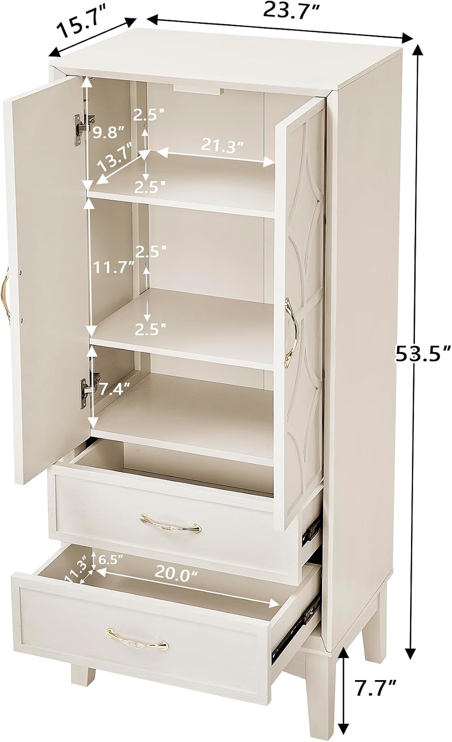 MERITLINE 53.5" Tall Kitchen Pantry Cabinet with Doors & Drawers, Mi...