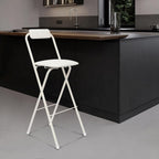 Folding Bar Stool with Backrest,Tall Folding Chair 29.5 Inch Tall Bar Chairs Collapsible Stool Portable Chairs for Kitchen Shop Cafe (1, White)