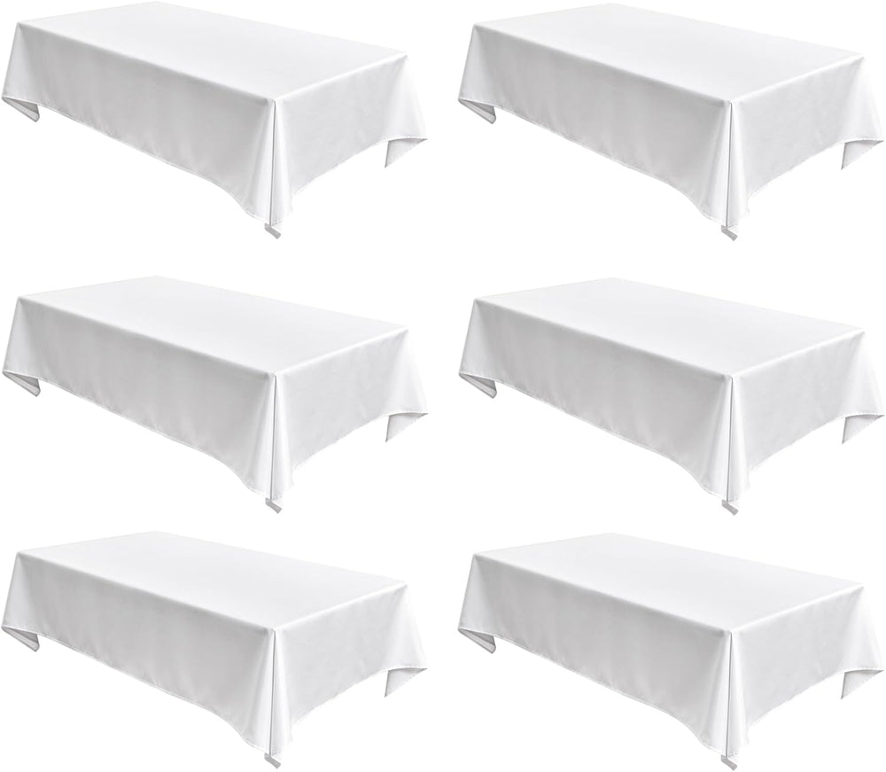 Fitable Faux Linen White Tablecloths for 6 Foot Rectangle Tables - 60 x 102 I...