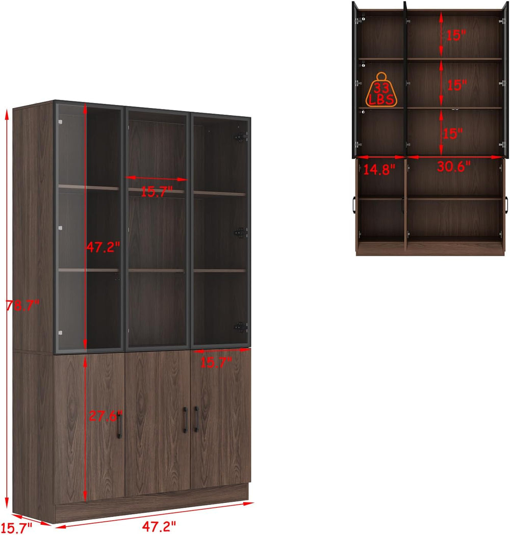78.7" H Tall Kitchen Pantry with 3 Color LED Light, Modern Cupboard with...