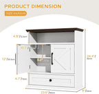 Bathroom Wall Cabinet, Wall Mounted Medicine Cabinet with Drawer, Barn Doors & Adjustable Shelf, 24.4"H x 23.6"W x 9"D White Over Toilet Farmhouse Storage Cabinet for Kitchen, Laundry Room, Entryway