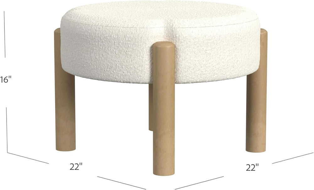 HomePop Luna 22" Round Ottoman - Cream Boucle